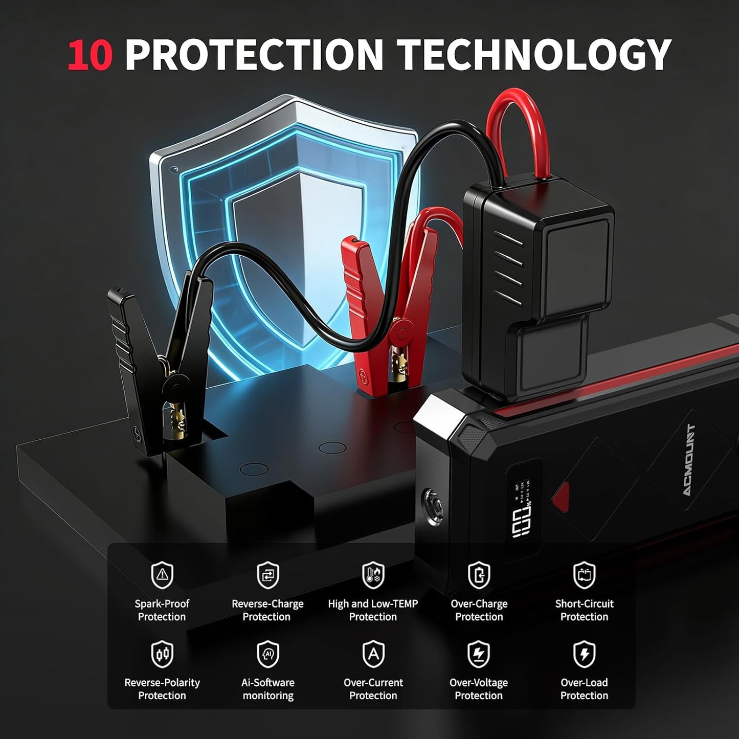 W160 Jump Starter with Air Compressor, 5000A Portable Car Jump Starter 150PSI Tire Inflator/Air Pump, 12V Battery(Up to 9L Gas/8L Diesel Engine) Jump Pack Car Emergency Kit Idea Gift for Man (Silver)