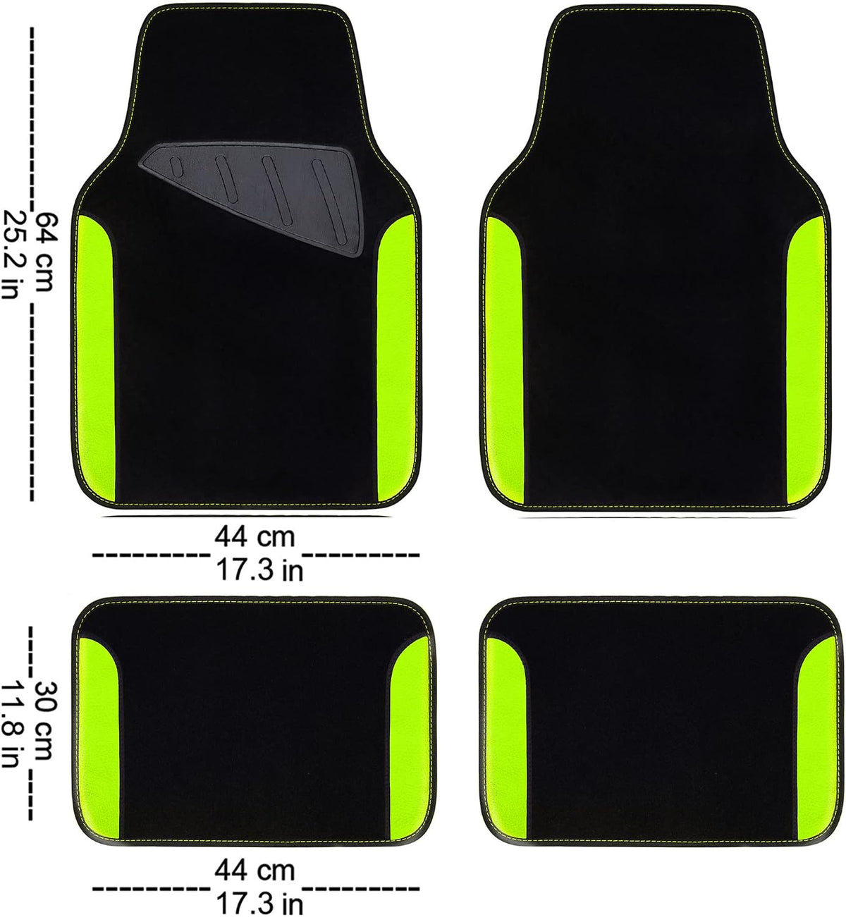 CAR PASS Waterproof Universal Fit Car Floor Mats, Faux Leather Car Carpet Mats, Black Car Mats with Anti-Slip Nibbs Backing & Driver Heel Pad Fit for SUV,Vans,sedans, Trucks,Set of 4pcs(All Black)
