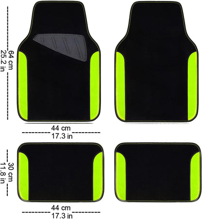 CAR PASS Waterproof Universal Fit Car Floor Mats, Faux Leather Car Carpet Mats, Black Car Mats with Anti-Slip Nibbs Backing & Driver Heel Pad Fit for SUV,Vans,sedans, Trucks,Set of 4pcs(All Black)