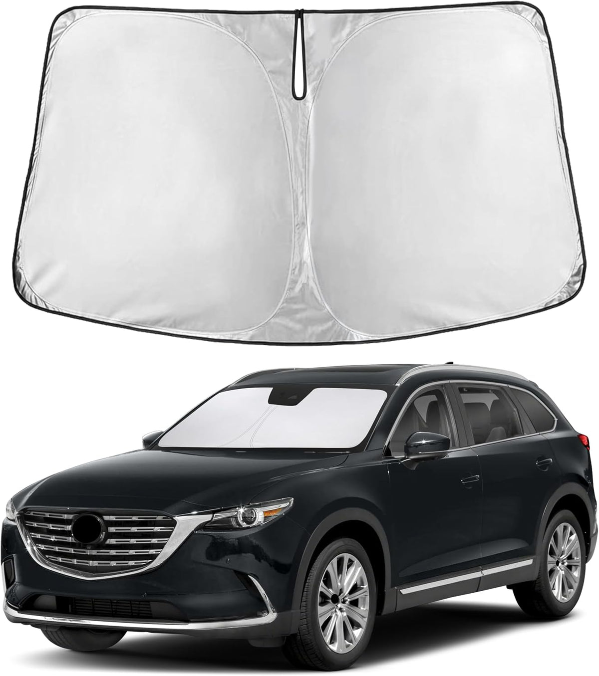 EcoNour Car Windshield Sun Shade | 2025 Upgraded Innovative No-Light-Pass Technology for Maximum Coverage | Foldable Sun Shade Keeps Your Vehicle Cool | Must-Have Car Accessories | Small (59" x 29") - Colors H