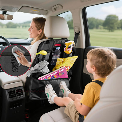 Rubbermaid Backseat Car Organizer, Kick Mats and Seat Back Protector, Car Organizer for Kids with 6 Storage Pockets, Travel Essentials for SUV, Truck, Car - 2 packs Gray