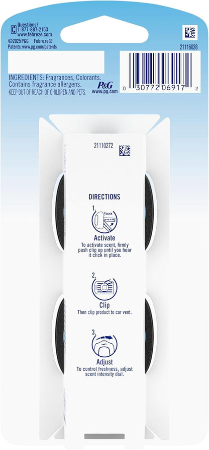 Febreze AUTO Air Freshener, Odor-Fighting Automotive Vent Clip, Scented Car Accessories, Long Lasting for Strong Odors, Tropical Beach Scent, 2 Count