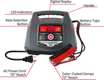 Schumacher Electric 6A Car Battery Charger and 100A Engine Starter, 6-in-1 Solution, Maintainer, 30A Boost, for 6V/12V Power Sport, Automotive, and Marine Batteries, SC1308