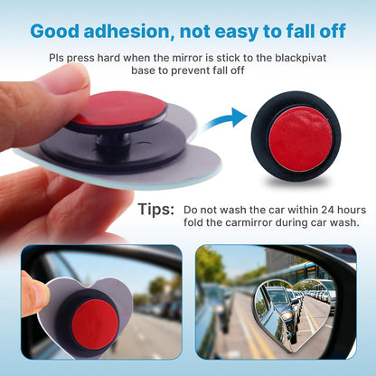 CUNCUI 2pcs Fan Shaped Blind Spot Mirror, 360 Degree Adjustabe HD Glass Blind Spot Mirrors, Frameless Convex Rear View Mirror, for any Car, Van, Suv and Trucks.