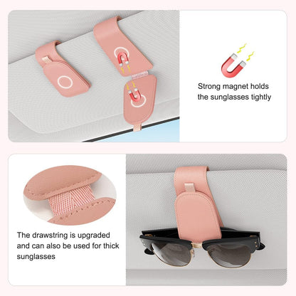 Sotfamily Sunglass Holder for Car Visor, Suede Cloth Magnetic Sunglass Organizer for Car Accessories, 2 Packs, Black