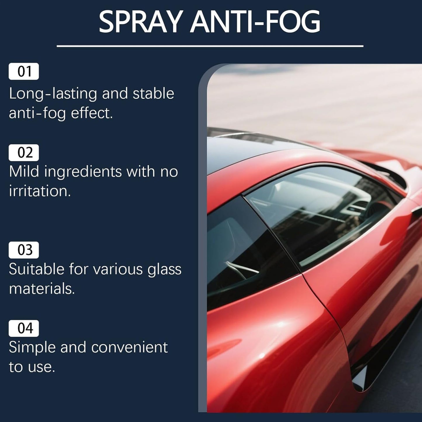 Anti-Fog Windshield Cleaner, 250ml Rainproof Spray and Mirror Defogger for Car, Truck, Daily Commute, Outdoor, Winter, Morning, Highway, Garage
