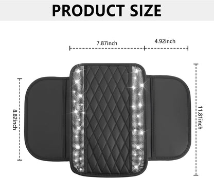 Stacool Upgraded Car Center Console Cover,Microfiber Leather Car Armrest Cover Cushion with 2 Storage Bags,Universal Car Armrest Storage Box (Black)
