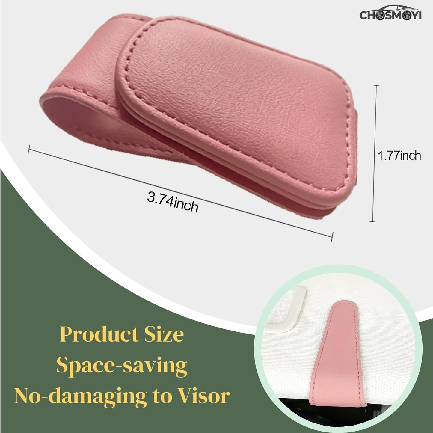 CHOSMOYI Magnetic Leather Sunglass Holder for Car, Sunglasses Clip for Car Visor, Auto Interior Accessories Universal for Different Size Eyeglasses (Black)