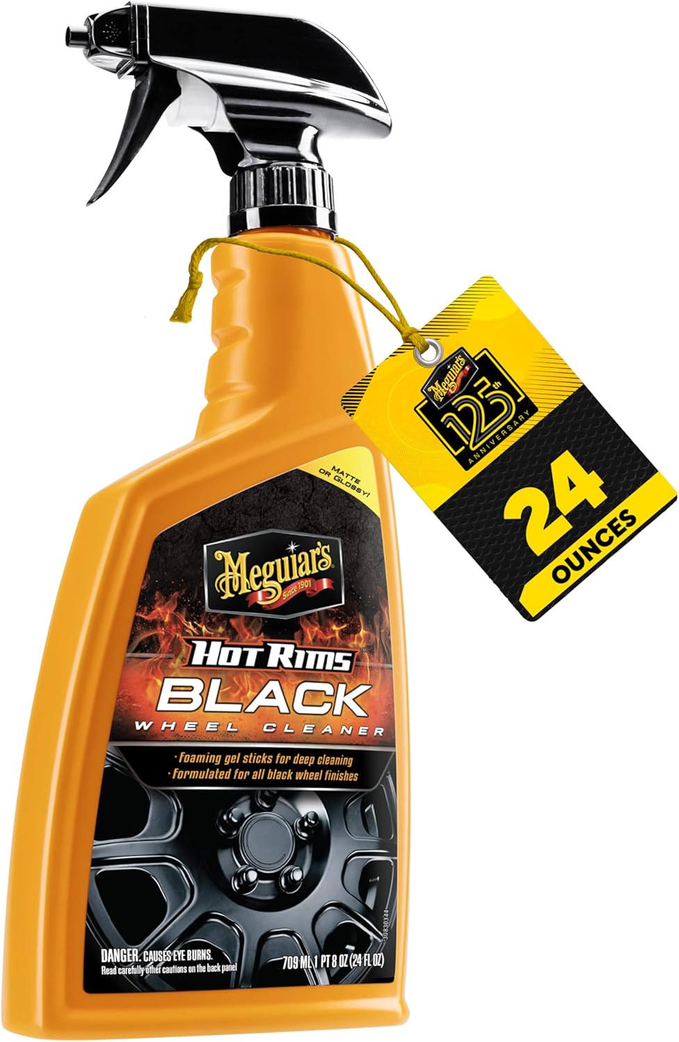 Meguiar's Hot Rims Aluminum Wheel Cleaner, Deep Foaming Rim Cleaner Spray Formulated to Effectively Clean Uncoated Polished Aluminum, Anodized, and Powder-Coated Wheels, 24 Oz