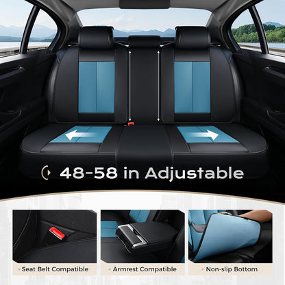 Coverado Seat Covers Full Set, Black Seat Covers for Cars 5 Seats, Car Seat Protector, Waterproof Nappa Leather Car Seat Cushion, Front and Rear Car Seat Cover Fit for Most Sedans SUV Pick-up Truck - Colors B
