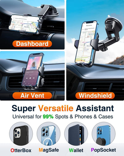 VANMASS【85+LBS Strongest Suction & Military-Grade Ultimate Car Phone Mount【Patent & Safety Certs】 Cell Phone Holder for Dash Windshield Vent for iPhone 17 Pro Max Automobile Accessory Kits,Ink Black