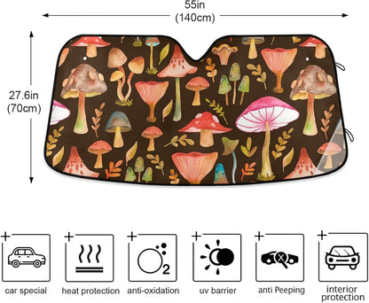 Black Leopard Car Windshield Sun Shade Animal Skin Print Foldable UV Ray Sun Visor Protector Sunshade to Keep Your Vehicle Cool (51" x 27.6")
