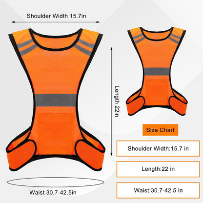 Ptwola Reflective Running Vest High Visibility Running Gear with Large Pocket Night Lightweight Reflective Safety Vest