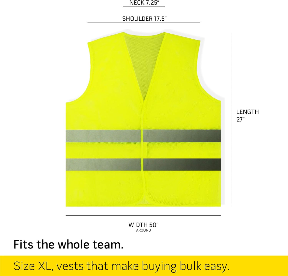 PeerBasics Safety Vests 10 Pack - Yellow Reflective High Visibility, Hi Vis Silver Strip, Men Women, Work, Cycling, Runner, Surveyor, Volunteer, Crossing Guard, Road, Construction, Neon (Mesh, 10)