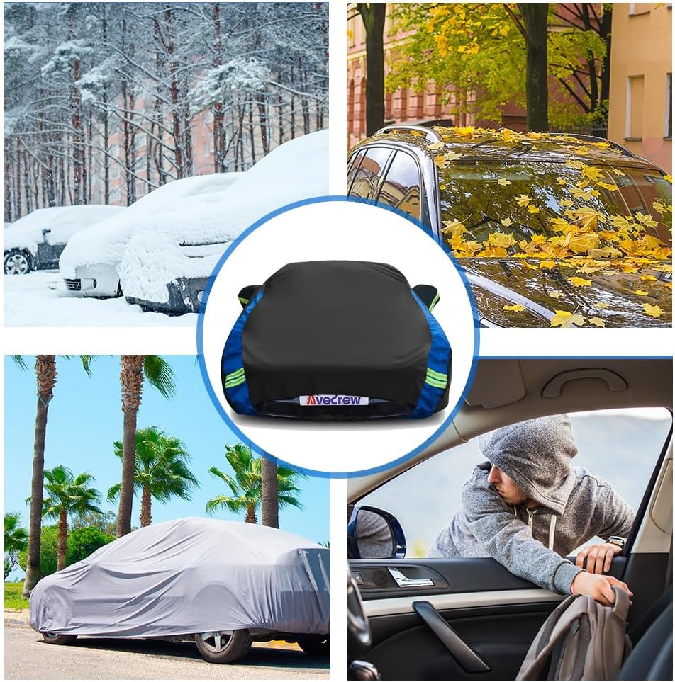 Avecrew Car Cover Waterproof All Weather for Automobiles, Outdoor Heavy Duty Full Exterior Covers for Sedan(194"-208")