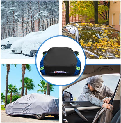 Avecrew Car Cover Waterproof All Weather for Automobiles, Outdoor Heavy Duty Full Exterior Covers for Sedan(194"-208")