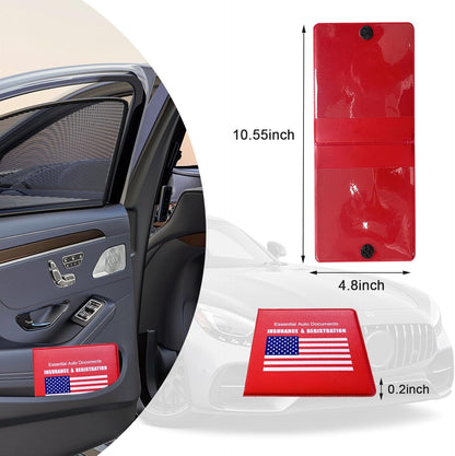 Ziciner Car Registration Insurance Holder, 2Pack Essential Auto Card Document Glove Box Organizer with Touch Fastener, Vehicle Interior Accessories Perfect for Most Car, Truck, SUV (Red/Small Car)