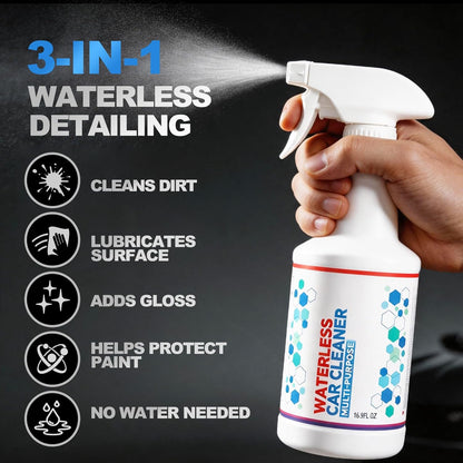 Waterless Car Wash Spray & Wipe Detailer, Exterior Cleaner for Paint Glass Wheels Trim, No Hose Car Wash for Light Dirt, Dust Quick Shine (16.9 Fl Oz)