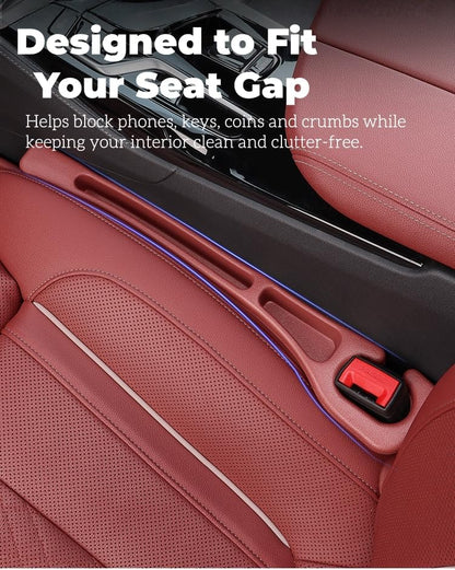 BESTKEE Car Seat Gap Filler 2 Pack, No Drop Seat Gap Plug with Dual Storage Slots, Blocks Phones Keys Coins, Flexible EVA Console Gap Filler Auto Accessories for Cars SUVs Trucks