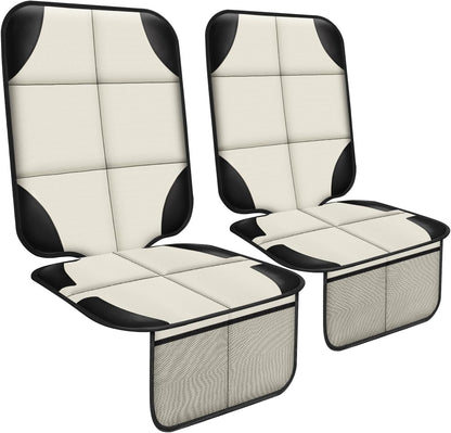 XHYANG Car Seat Protector 1 Pack Car Seat Cushion Mat Thickest Padding,Waterproof 600D Fabric Car Seat Covers for Non-Slip Backing Mesh Pockets for Baby and Pet (Black, 1 Pc)