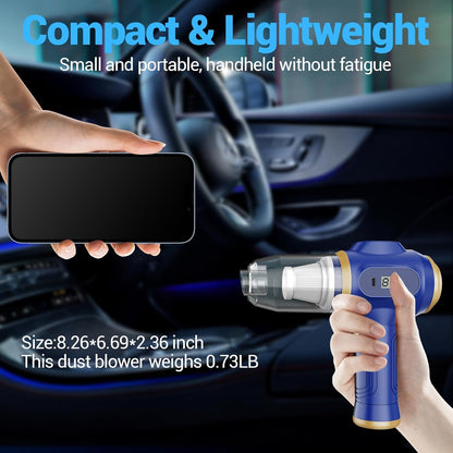 Portable Car Vacuum Cordless Mini Handheld Vacuums Cleaner Rechargeable with LCD Display and Multi-Nozzles, High Power Hand held Cleaners for Car, Home, Office, Sofa, Pet Hair,Keyboard