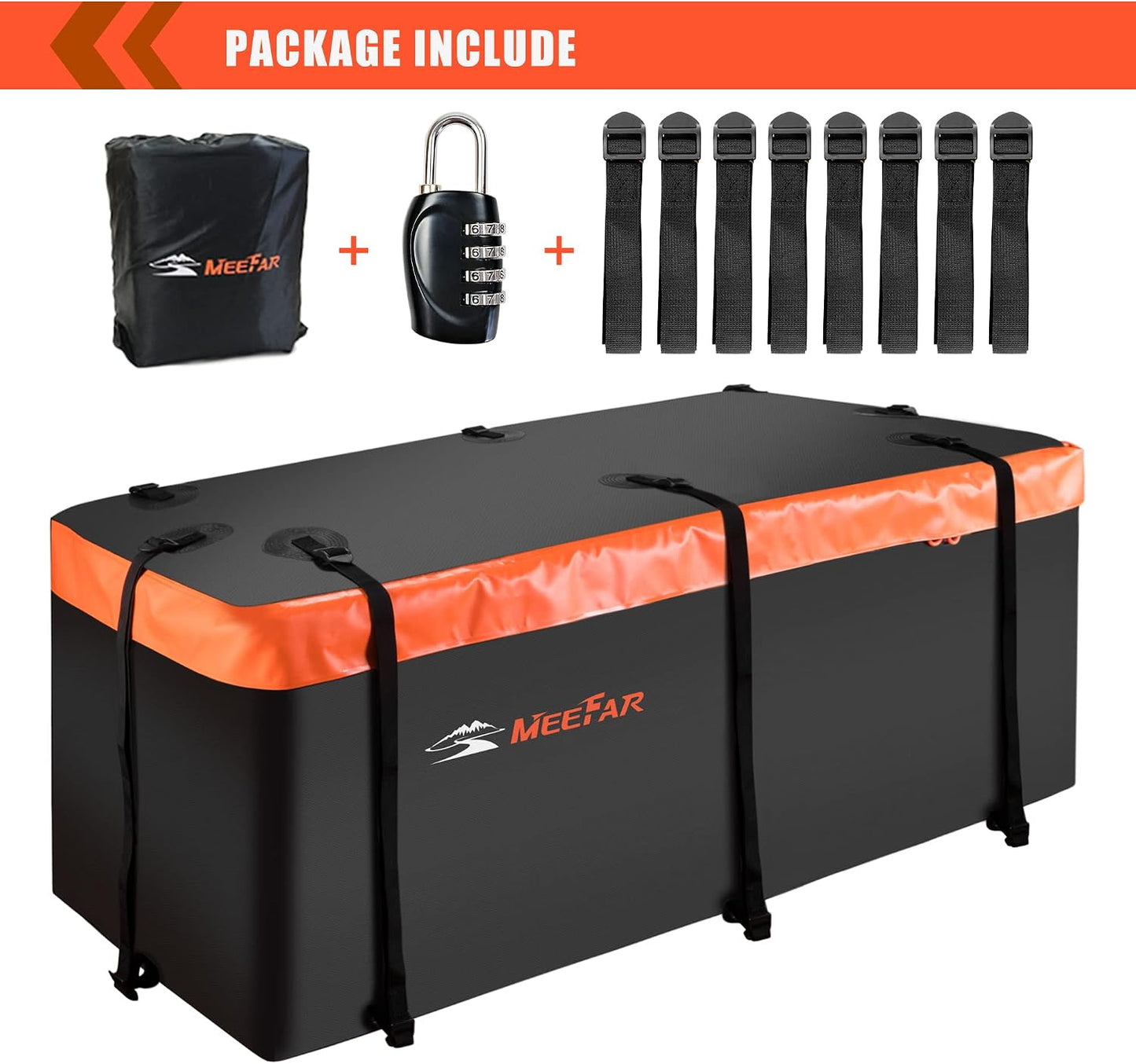 MeeFar Rooftop Cargo Carrier Car Roof Bag 21 Cubic Feet 100% Waterproof Car Top Carrier, Fits All Vehicle with/Without Rack,Include Anti-Slip Mat,10 Reinforced Straps,6 Door Hooks,Luggage Lock