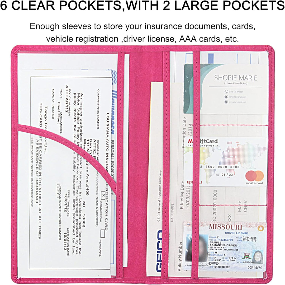 LumiMokki Premium Car Registration & Insurance Card Holder with Magnetic Shut, Vehicle Glove Box Car Organizer - For Documents, Cards, License (Black)
