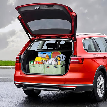 titiyiof Trunk Organizer For Suv & Sedan,Car Organizers and Storage, Waterproof Collapsible & Adjustable Straps,Sturdy Car Organization for Car Accessories, Tools,Food，Sundries,2-3 Compartment（Beige）