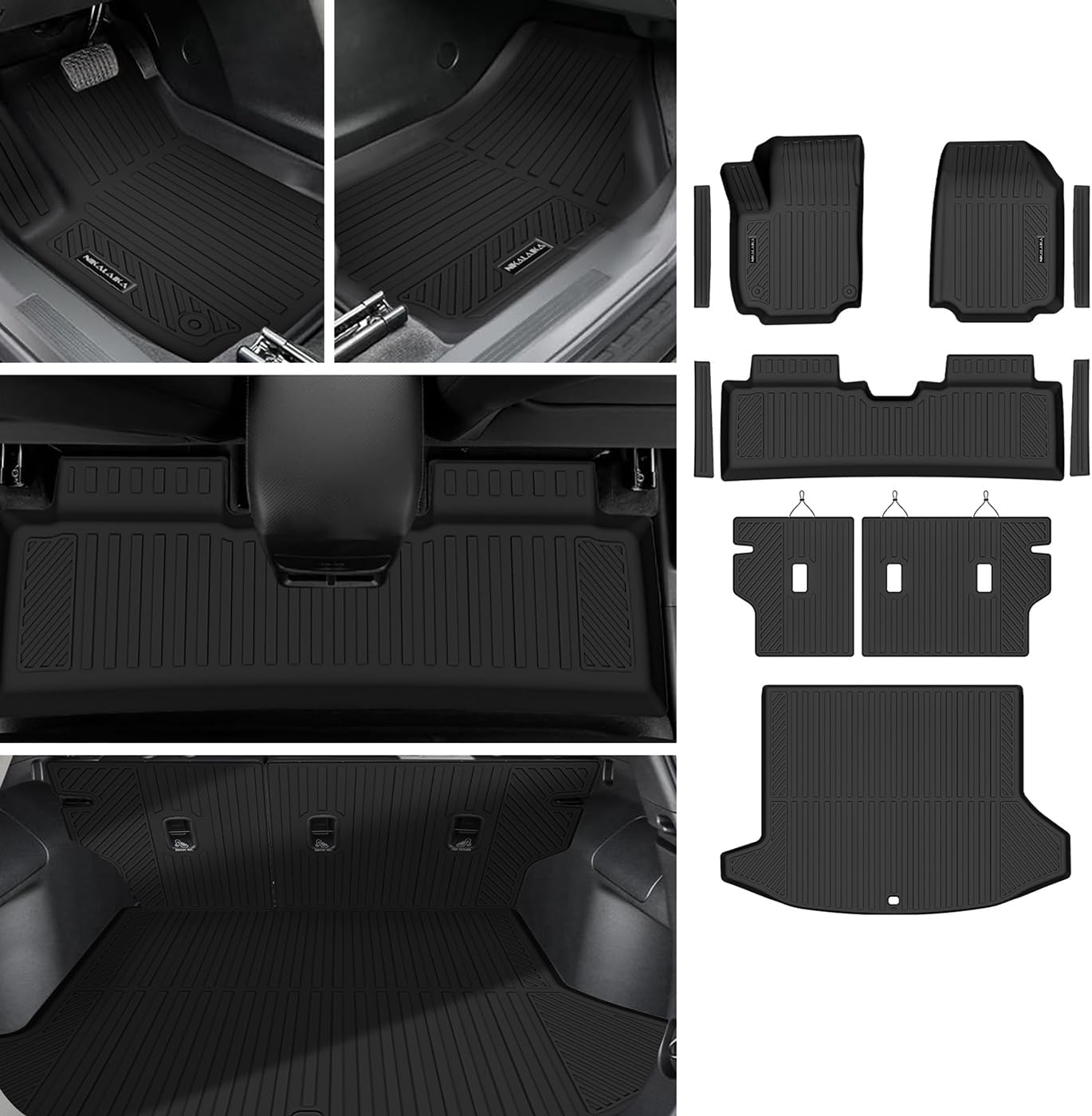 Floor Mats & Cargo Liner & Backrest Mat for 2024 2025 2026 Chevrolet/Chevy Trax All Weather Protection TPE Rubber Full Set Automotive Floor Liners Accessories, Odorless Anti-Slip, Black