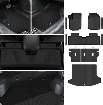 Floor Mats & Cargo Liner & Backrest Mat for 2024 2025 2026 Chevrolet/Chevy Trax All Weather Protection TPE Rubber Full Set Automotive Floor Liners Accessories, Odorless Anti-Slip, Black