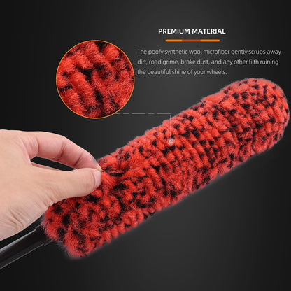 SPTA 1 Pc Soft Microfiber Extended Reach Rim Drill Wheel Brush,Microfibre Wheel Brush with 1 adddtional Drill Adapter for Electric Drill -BRFCD51