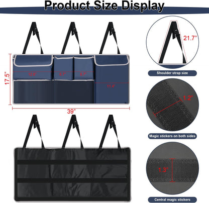 UYYE Trunk Hanging Organizer, Backseat Bag, Car Interior Accessories with 4 Pockets & 2 Mesh Pouches for Groceries, Will Provide More Storage Trunk Space for SUV, Jeep, MPVs