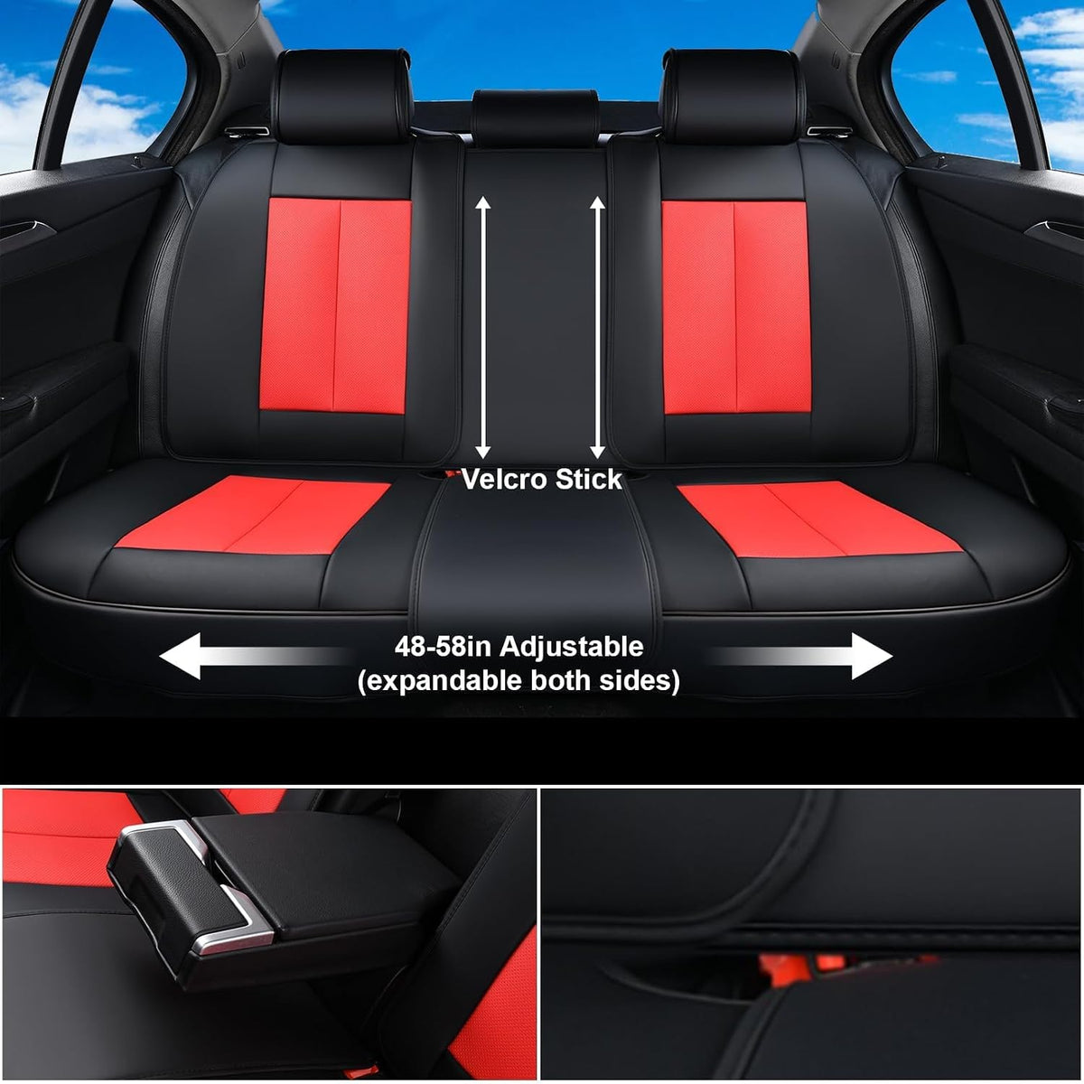 Coverado Seat Covers Full Set, Black Seat Covers for Cars 5 Seats, Car Seat Protector, Waterproof Nappa Leather Car Seat Cushion, Front and Rear Car Seat Cover Fit for Most Sedans SUV Pick-up Truck - Colors B