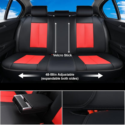 Coverado Seat Covers Full Set, Black Seat Covers for Cars 5 Seats, Car Seat Protector, Waterproof Nappa Leather Car Seat Cushion, Front and Rear Car Seat Cover Fit for Most Sedans SUV Pick-up Truck - Colors B