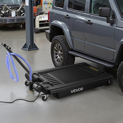 VEVOR Low Profile Oil Drain Pan, 17 Gal Capacity, Rolling Oil Drain Pan with 110V High-Flow Electric Pump, 7.2 ft Hose & T Folding Handle, Leak-proof & Corrosion-resistant, Fit for Trucks, ATVs, Black