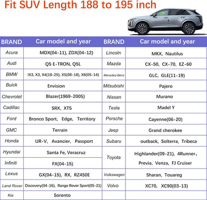 SUV car Cover All Weather Waterproof Murano, Subaru Outback/Solterra，Cadillac XT5/SRX, Buick Envision and Other Models -Outdoor Sunshade Protection with Zipper (Length 188 to 195 inch)