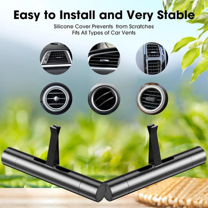 2 Packs Custom Car Air Freshener Diffuser Vent Clips with 12 Refill Sticks for Cars, Office, Kitchen, Bathroom, Pet Basic Refillable Kit Essential Oil Diffusers Car Accessories for Women Men