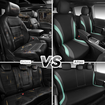 CAR PASS Line Rider Sporty Front Seat Covers,Gray Car Seat Covers Two Front Seats Only, Airbag Compatible,Universal Fit Sedans,Cars,Vans,SUV,Truck(Black and Gray)