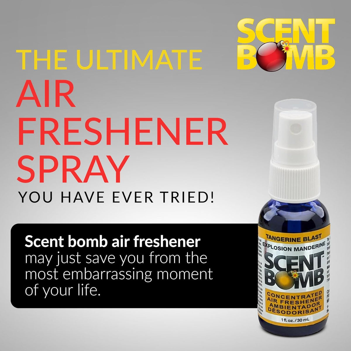 Scent Bomb Air Freshener Spray, Long-Lasting Odor Eliminator - Effective Deodorizer for Home & Car, Fresh Room Spray for Kitchen, Bathroom & Smell Neutralizer - 1 oz Pack of 4, Black Cherry Scent