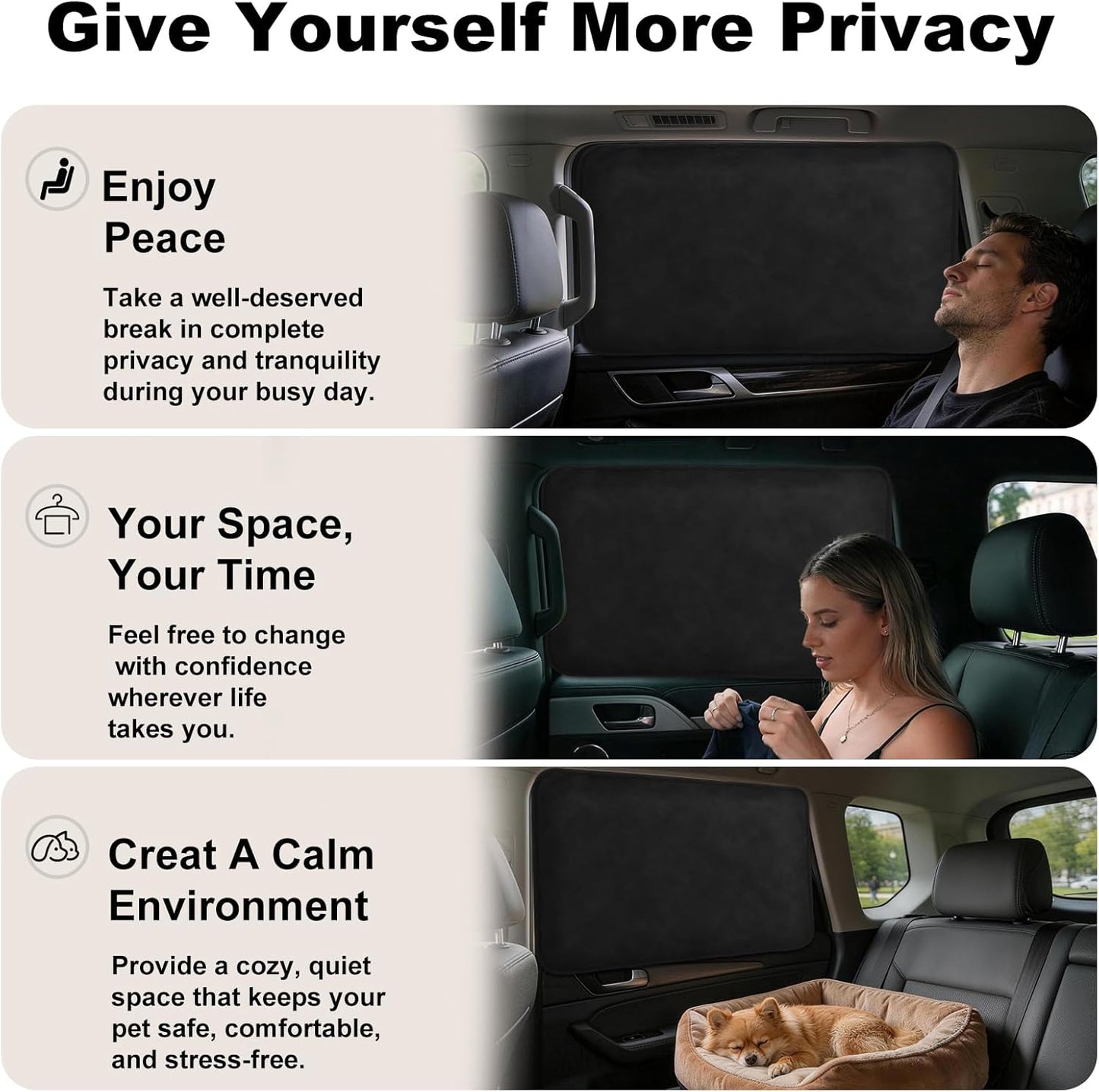 XCBYT Car Window Shades - 4 Pcs Car Privacy Curtains - 100% Block Light Car Window Covers - Magnetic Side Window Sun Shade Keeps Cooler for Breastfeeding, Taking a nap, Changing Clothes, Camping