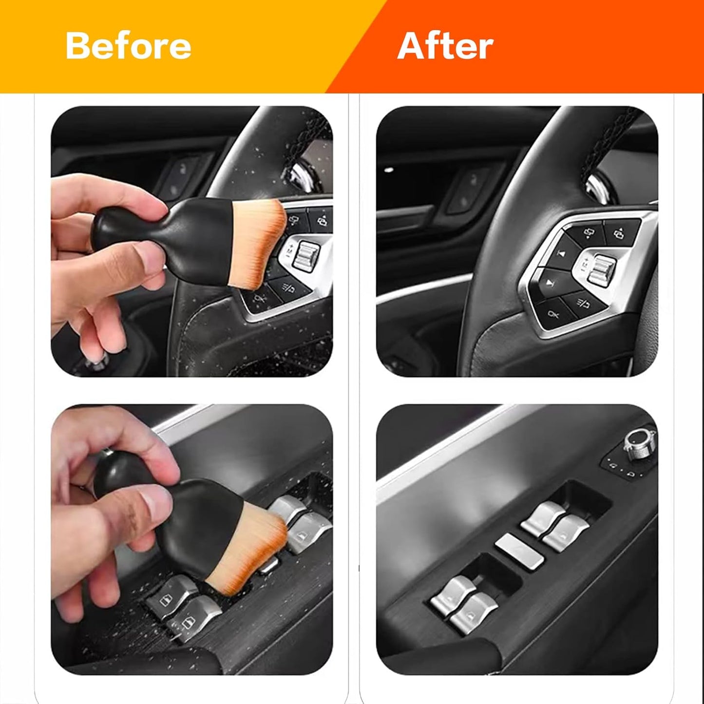 AOCISKA Car Interior Detailing Brush,Soft Bristle Cleaning Brush Car Detailing Brush Dusting Brush,Car Interior Cleaning Tool,Auto Detail Brush Car Dash Duster Brush (Black)