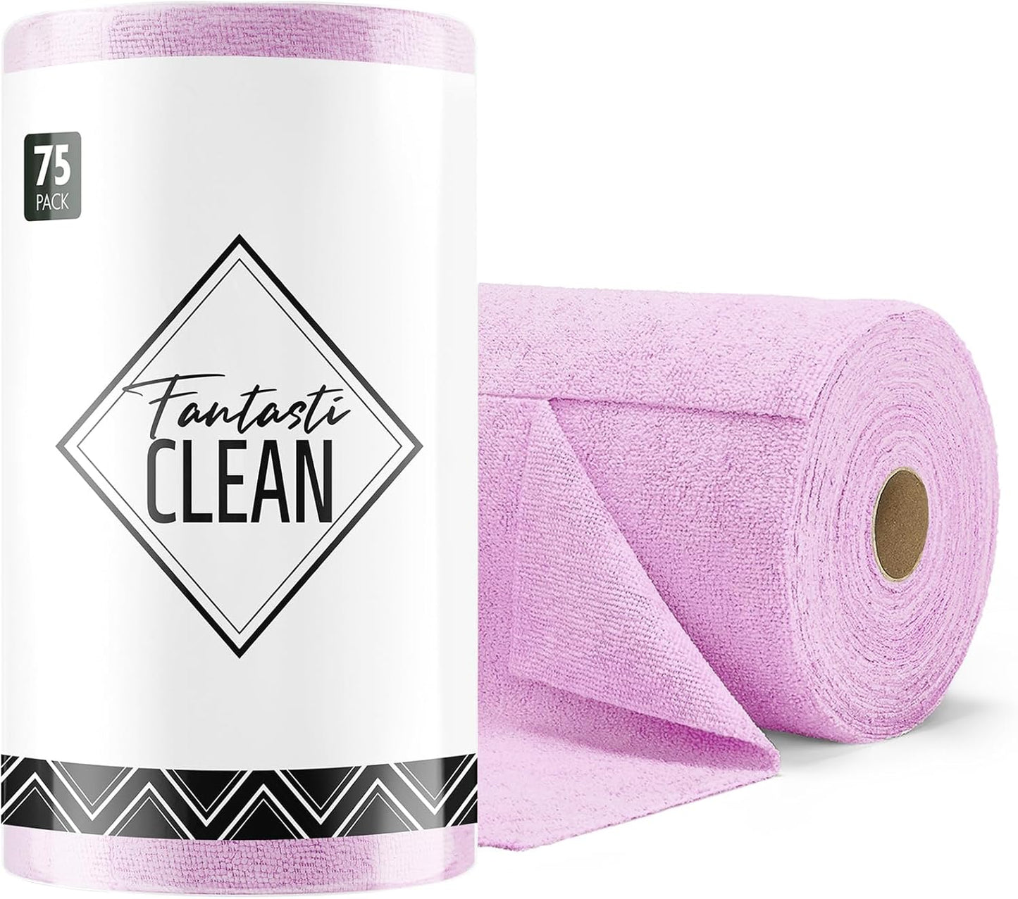 Fantasticlean Microfiber Cleaning Cloth Roll -75 Pack, Tear Away Microfiber Towels, 12" x 12", Reusable, Washable, Scratch Free, Ultra Absorbent for All-Around Cleaning Supplies (DimGray)
