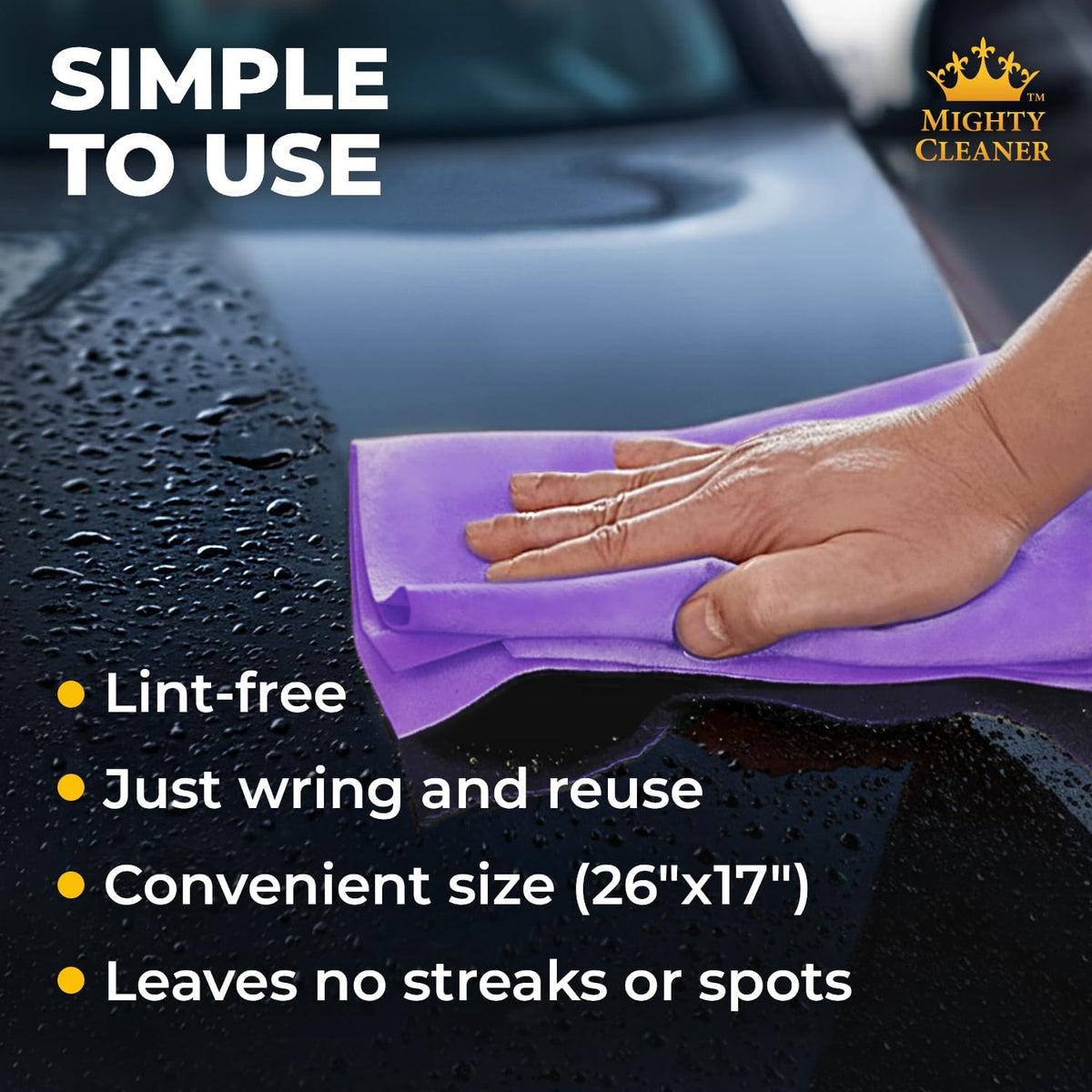 Premium Shammy Cloth for Car Drying - 26”x17” - Super Absorbent Chamois Towel for Car - Scratch-Free, Reusable & Soft