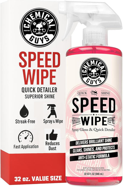 Chemical Guys Speed Wipe Quick Detailer - High Gloss, Streak-Free Shine, Detail Spray for Cars, Trucks, Motorcycles, RVs, and More, Safe on Paint, Glass, Wheels, and Trim, Cherry Scent, 128 fl oz