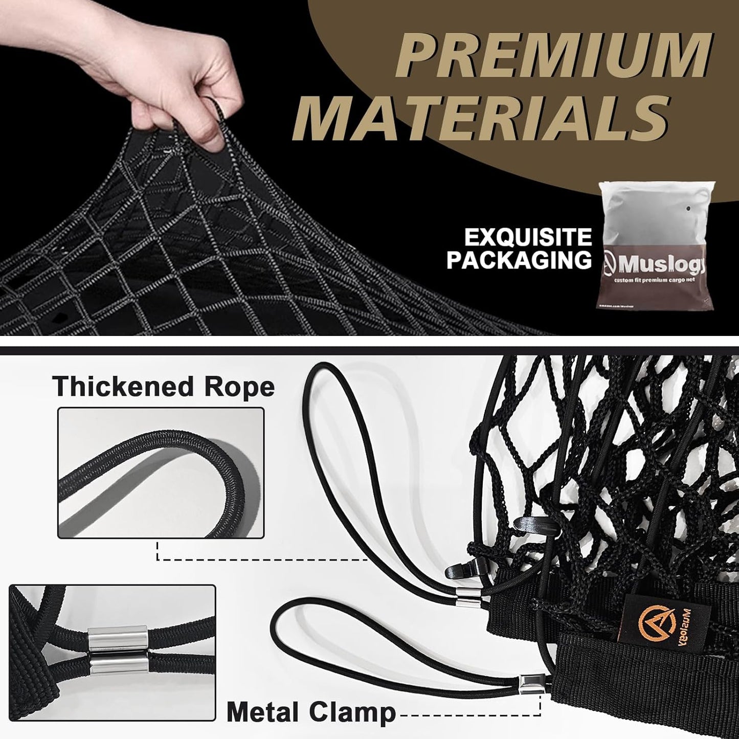 Muslogy Truck Bed Cargo Net Trunk Netting Compatible with 2023-2025 2026 Honda CR-V Accessories, Pickup Cargo Organizer SUV Sedan Storage Net w/Heavy Duty Carabiners - Colors B