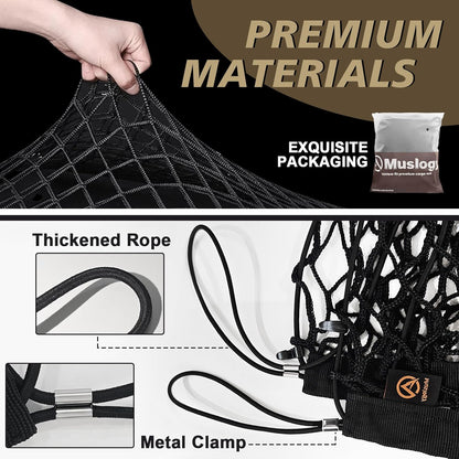 Muslogy Truck Bed Cargo Net Trunk Netting Compatible with 2023-2025 2026 Honda CR-V Accessories, Pickup Cargo Organizer SUV Sedan Storage Net w/Heavy Duty Carabiners - Colors B