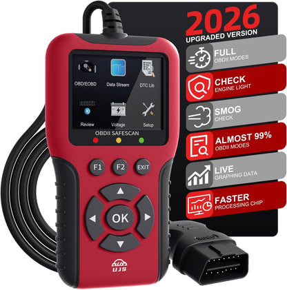 2026 Enhanced Universal OBD2 Scanner, Check Engine Code Reader - 65000+ Fault Codes, Live Data, I/M Readiness, Battery Voltage Check, Read & Clear Error Codes for All OBDII Protocol Car 1996+