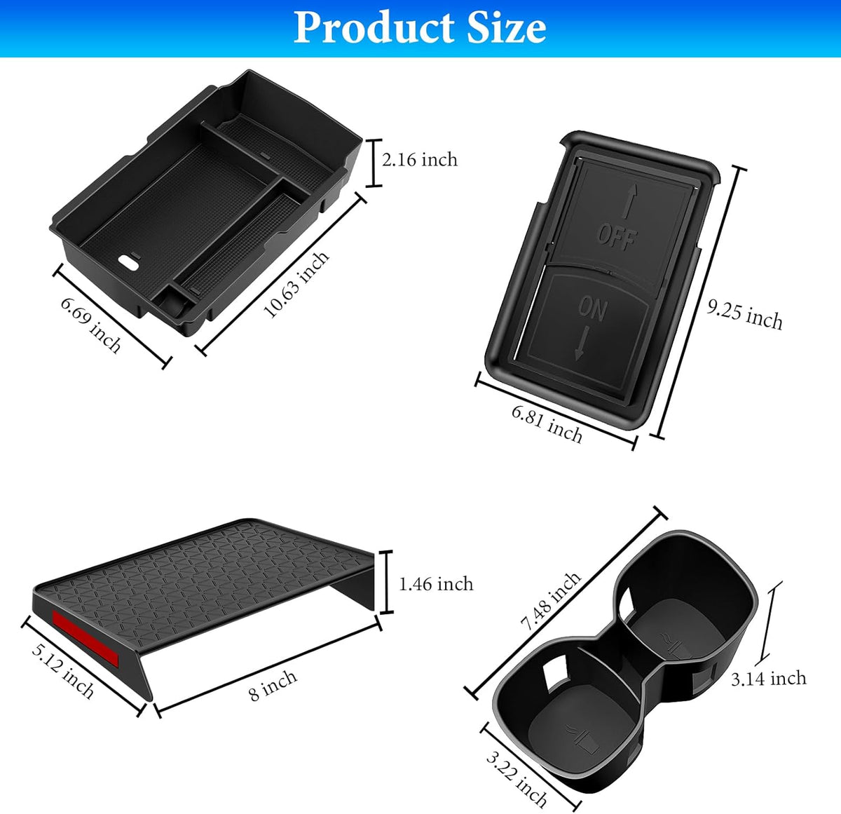 YPHUIKI 3PCS Center Console Organizer Compatible with Honda CRV 2023 2024 2025 2026 Accessories CR-V Hybrid Armrest Organizer Tray Hidden Storage Box ABS Material