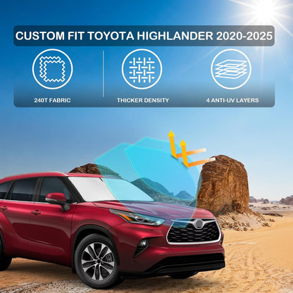 for Toyota Tacoma 2016-2023 2024 2025 2026 Sun Shade Sunshade Windshield Cover - 4 Layers Front Window Shade Custom Fit Tacoma 2Dr 4Dr Pickup Sun Visor 240T Shade Blocks UV Rays Car Accessories - Colors A