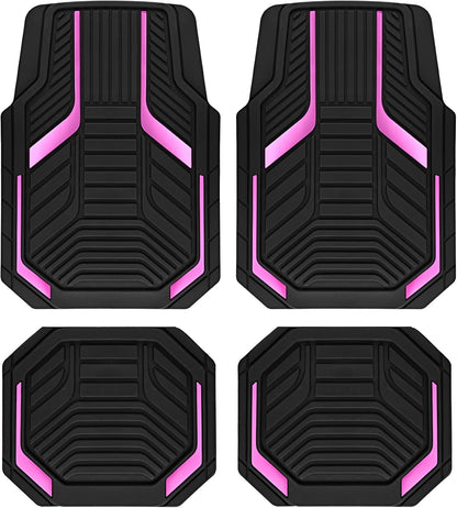 PIC AUTO Heavy Duty Rubber Floor Mats, Purple Aluminum Film Car Mats Set, Front and Rear Car Mats with Anti-Slip Backing, All Weather Protection, Trim-to-Fit for Automotive SUV, Sedan, Van
